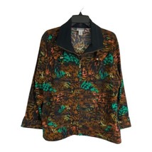 Chicos Zenergy Womens Jacket Size 3=XL Brown Animal Print Full Zip Pockets - £19.08 GBP