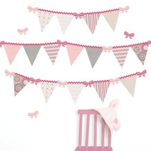 Wall Pops Pretty Pink Gingham Ribbons, Delicate Designs Hailey Pennant 32 pieces - £12.29 GBP