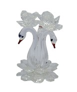 Italian Crystal Figurine Authentic 3&quot; Handcrafted Triple Swan With Roses - $768.35 MXN