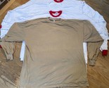 Vtg 3 Long Sleeve T Shirt Mens 4XL Crewneck (2 White / Red Ring Neck 1 B... - $13.05