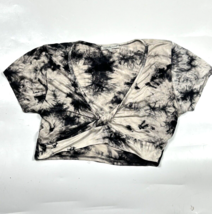 Charlotte Russe Black White Tie Dye Twist Front Crop Top Medium - £11.02 GBP