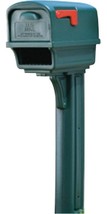 Mailbox Large Plastic Post Mount Green Postal Mail Parcel Box Flag Indicator - £98.69 GBP