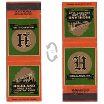 Vintage Matchbook Cover Highland Golf &amp; Country Club Indianapolis Indiana 1930s - £7.75 GBP