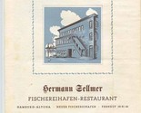 Hermann Gellmer Fischereihafen Restaurant Menu Hamburg Germany 1970 - $17.82