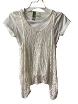 Lovebips Tank Top Girls Size M  With Mock T Layered Tunic Length Cream - $6.77
