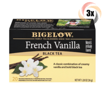 3x Boxes Bigelow French Vanilla Natural Black Tea | 20 Pouches Per Box | 1.28oz - £16.53 GBP
