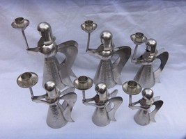 6 Vintage Aluminum ? Tin ? Angel Candle Holders Hand Made Indonesia - £35.10 GBP