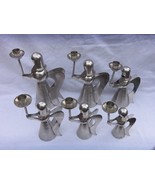 6 VINTAGE ALUMINUM ? TIN ?  ANGEL CANDLE HOLDERS   HAND MADE   INDONESIA - £34.91 GBP