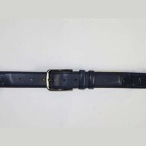 Men Genuine Leather Belt PIERO ROSSI Turkey Soft Full Grain Stitched #137 Navy image 2
