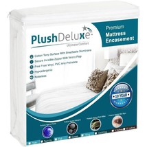Full PlushDeluxe Premium Mattress Encasement  Zipped Waterproof BedCover... - £25.06 GBP
