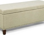 Storage Ottoman Bench Fabric Tufted Foot Rest Stool With Nailhead Trim(B... - $267.99