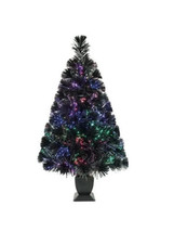 Holiday Time Prelit LED Fiber Optic Spruce Christmas Tree Black Color Change 32&quot; - £23.42 GBP