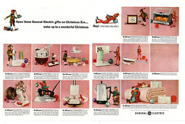 1963 General Electric GE Christmas Gifts Electronics Elf Color 2-Page Print Ad - £10.80 GBP