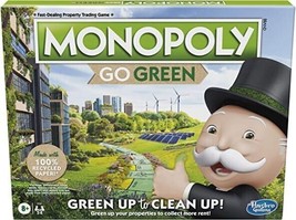 Hasbro Monopoly Go Green Edition Board Game for Families Ages 8 and Up B... - £27.20 GBP