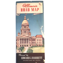 Vintage Illinois Road Map Highway Travel Edward Barrett Secy of State 1945-1953 - £10.30 GBP