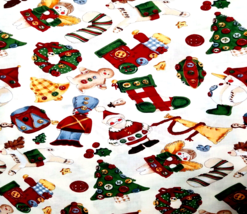 VTG Buttoned Up For Christmas Alexander Henry Fabrics Wreath Stocking 18&quot; x 44&quot; - £5.17 GBP