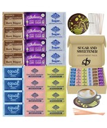 Sugar and Sweetener Assortment Packets Variety with Coaster &amp; Stirrers b... - £18.49 GBP+