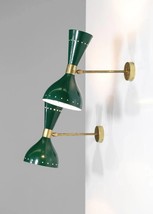 Pair of Modern Italian Wall Lights &#39;Diabolo&#39; Green ML103 Wall Fixture - £152.12 GBP