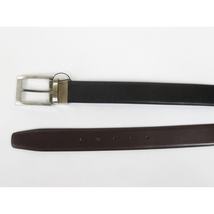 Mens VALENTINI Textured Leather Belt Classic Pin Buckle Reversible sw68 Black image 5