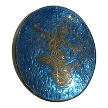 Vintage Sterling Silver Pin Pendant~Goddess Dancer on Blue Enamel~Siam 12 Grams - £66.69 GBP