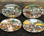 Brunelli Italian Market Scene Set of 4 Oval 6x8x1” Display Plates Made i... - £36.20 GBP