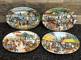 Brunelli Italian Market Scene Set of 4 Oval 6x8x1” Display Plates Made in Italy - £35.74 GBP