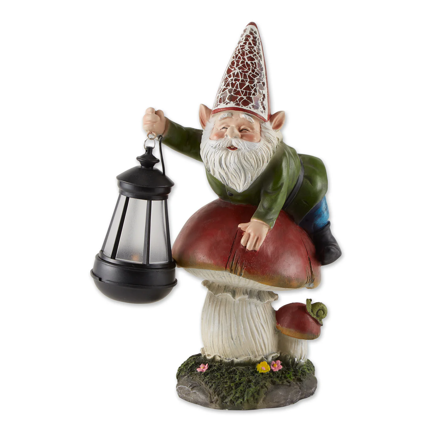 Gnome On Mushroom Solar Statue - $816.37 MXN