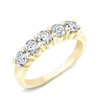 0.75CT Round Brilliant Cut Wedding Ring 14k Yellow Gold 5 Stone - £312.43 GBP