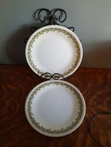 Vtg 3 Luncheon Salad Plates Green Crazy Daisy Spring Blossom Corelle - £9.65 GBP