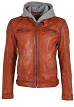 Men's Real Leather Jacket Distressed Motorcycle Biker Jacket with Removable Hood - £83.73 GBP