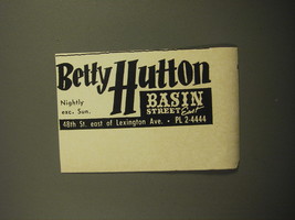1960 Basin Street East Club Ad - Betty Hutton - £12.05 GBP