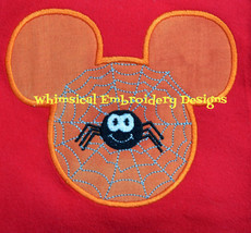Mickey with Spider and Web Applique Machine Embroidery Design - $4.00