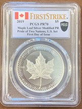2019- Maple Leaf Silver Modified- PCGS-Pride of Two Nations- FDOI- First... - £99.94 GBP