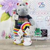 Build A Bear Pride HIPPO Rainbow Shirt Shorts &quot;Love Is Love&quot; LGBTQ Clothes Heart - £93.42 GBP