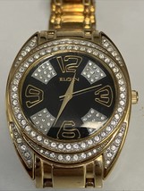 Men&#39;s Elgin FG 1517 117 VJ21 Gold Tone Watch With Cubic Zirconium Crystals - $87.07