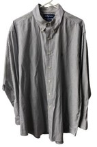 Ralph Lauren Striped Shirt Mens 17 34 Gray White Vertical Dressed Button Down - £15.39 GBP