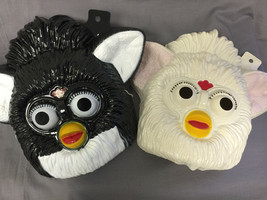 SET OF 2 BLACK AND WHITE FURBY HALLOWEEN MASKS PVC - £13.19 GBP