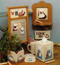 Plastic Canvas Sunbonnet Babies Kitchen Accessories Coaster Tissue Cover... - $6.99