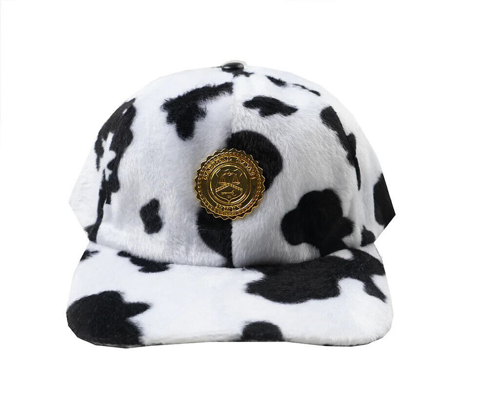 Capital Gains Streetwear Black & White Pony Fur Flat Bill Strap Back Cap, Hat