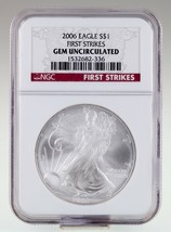 2006 Argento American Eagle Selezionato Da NGC Come Gemma Fior Primo Str... - $1,420.13 MXN