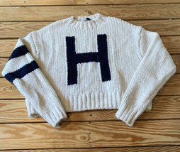 Hollister Women’s Cropped Monogrammed sweater size XS Ivory B9 - £12.44 GBP
