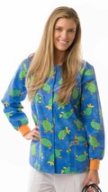 Women&#39;s Designer Turtle Print Scrubs Warm-Up Jacket - £15.81 GBP