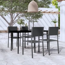  Garden Dining Set Black Powder-coated steel, glass, plastic - €455,46 EUR