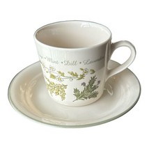 Flat Cup &amp; Saucer Set Thymeless Herbs Corelle CORNING Teacup Mug Green Herbs - £7.76 GBP
