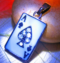 Haunted Free W $49 Clover Luck Magick 925 Enamel Ace Card Charm Witch CASSIA4 - £0.00 GBP