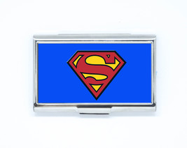 Business &amp; Credit Card Case SUPERMAN super hero logo Steel Pocket box ho... - £12.74 GBP