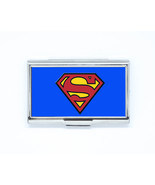 Business &amp; Credit Card Case SUPERMAN super hero logo Steel Pocket box ho... - £12.43 GBP