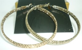 Gold Tone Intricate Big Hoop Earrings By H &amp; M - £3.24 GBP