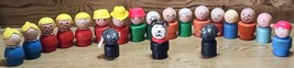 20 Vintage Fisher Price Little People Lot Wood Bully Boy Dog Mom Dad Gir... - $22.49