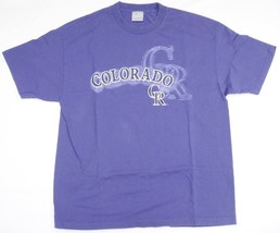 Colorado Rockies T-Shirt Purple Size L or XL Black and Silver Screened Logo - £7.09 GBP